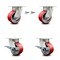 Service Caster 4 Inch Kingpinless Red Poly on Steel Wheel Caster Swivel Locks 2 Brakes, 2PK SCC-KP30S420-PUR-RS-BSL-2-SLB-2 - alternate 1